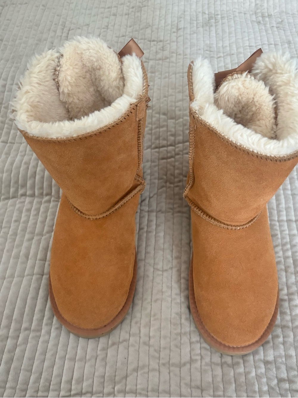 Women's Suede Shearling Lined Boots - Chestnut